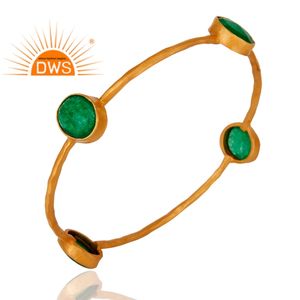 Best Selling 2026 Sterling <b>Silver</b> Natural Green Aventurine Gemstone <b>Bangle</b> for <b>Women</b> Jewelry Manufacturer - Product Image 3