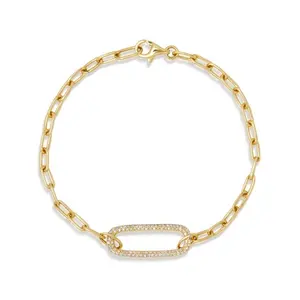 Hip Hop Jewelry Manufacturer 18k Gold Plating Silver 925 Zirconia Chain Link Bangle