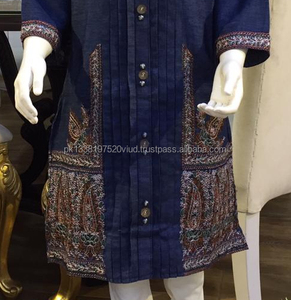 ชุดสูทยีนส์ปักลายสำหรับร่างกาย,สูทลำลองทำจากผ้าฝ้ายดีไซน์สวยงามงานปักด้วยมือ - Product Image 3