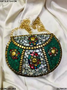 Sac de soirée en mosaïque métallique fabriqué à la main pour femmes, sac à main accessoire de mariage pour la fête - Product Image 5