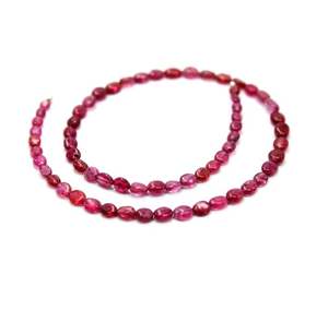 ลูกปัดหินสปิเนลสีแดงธรรมชาติรูปไข่เรียบ3X4MM ถึง4X6MM ยาว11นิ้ว - Product Image 1