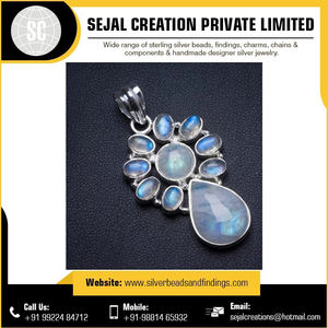 Proveedor y exportador indio, colgantes elegantes de plata esterlina con tecnología de incrustaciones de ajuste de bisel - Product Image 5