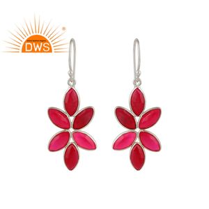 Pink Chalcedony Gemstone Drop Earrings Wedding Sterling Silver Wholesale <b>Jewelry</b> <b>Designer</b> Trendy Women's - Product Image 1