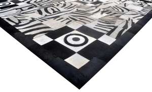 Alfombras de Cuero Genuino Bordadas a Mano con Diseños 3D Modernos 2025, Venta al Por Mayor, Alfombras de Exportación, Conjuntos de Alfombras con Parches de Pelo, Modernas 3D - Product Image 2