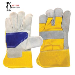 PK Safety Guantes de trabajo de cuero dividido de vaca de doble palma Guantes de protección de soldador antiimpacto - Product Image 1