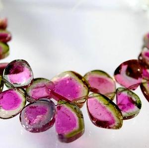 Tranches de pastèque en tourmaline multicolores, pierres précieuses brutes, perles polies, fabrication de bijoux, prix de gros, qualité naturelle - Product Image 5