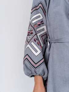 2022 nuevo algodón ucraniano Vyshyvanka bordado diseños patrón Floral Lino manga larga Maxi vestido drapeado volantes para otoño - Product Image 3