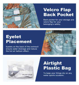 กางเกงขาสั้นชายหาดผ้ายืด4ทางสีฟ้าระบายเหงื่อได้ดีสำหรับการใช้งาน - Product Image 6