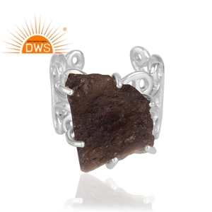 แหวนดีไซน์แบบเส้นใยอัญมณีธรรมชาติทำจากเงินแท้ของ925 - Product Image 2