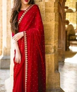 Heavy Embroidered Party Wear New Collection All Sizes and Color Net <b>Fabric</b> Embroidered Indian Women Wear Ready Made Saree with Garment - Product Image 3