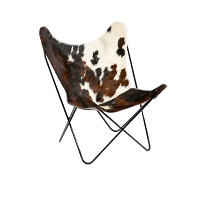 गाय चमड़े मुद्रित कवर तितली आराम लोहे की कुर्सी निर्माता तितली कुर्सी घर और उद्यान के लिए क्षेत्रों
