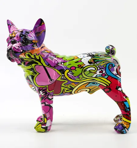 Miniature Resin Dogs Antiques Resin Decoration Home Furnishings Epoxy Mas Colorful French Bulldog Crafts Dog