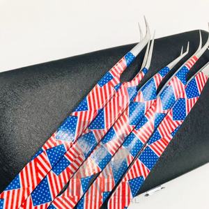 Bandera americana Impresión en papel Pestañas Belleza y herramientas Acero inoxidable Etiqueta privada Pinzas de extensión de pestañas y espejo de pestañas - Product Image 2