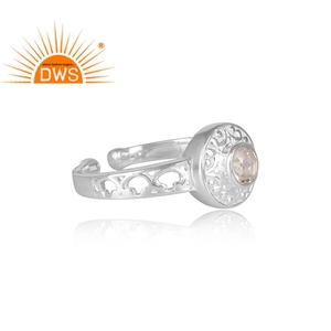 Round <b>Crystal</b> Quartz Gemstone Fine Sterling Silver Jewelry Manufacturer Designer Handmade <b>Ring</b> Jewelry Wholesaler - Product Image 3