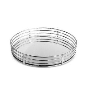 Centro de mesa decorativo para baño, bandeja de espejo redondo de metal, de diseño, alta calidad, niquelado - Product Image 4