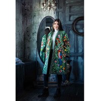 Robe Kimono Vintage de grande qualité pour femme, veste surdimensionnée en coton et soie brodée, manches longues, logo automne,