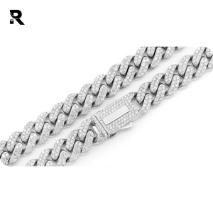 14K White and Rose Yellow Gold 24.25ctw <b>Diamond</b> Necklace 12mm Miami Cuban Style - Product Image 2