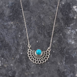 สร้อยคอเครื่องประดับทำด้วยมือทำด้วยเงินสเตอร์ลิง925อัญมณีสีเทอร์ควอยซ์ที่ดูสง่างามพร้อมผู้จัดจำหน่ายเครื่องประดับแบบชนเผ่า - Product Image 2