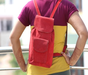 Real Handmade Suede Leather Stylish Backpack <b>Rucksack</b> Bag Unisex - Product Image 2