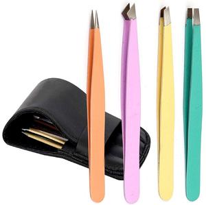 Custom Brand Stainless Steel Tweezers Set Eyebrow Tweezers Slant Tip Straight Design Pointed Tip Best Precision for Facial - Product Image 5