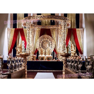 Delizio ชุดตกแต่งงานแต่งงานอินเดียรูปทรงกลมสีทองรูปทรงกลมที่สง่างามแรงบันดาลใจมาจากโบราณสำหรับงานแต่งงาน - Product Image 1