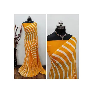 Top Quality Design Georgette Printed Women Saree For Party Wear High Quality Women Saree Supplier