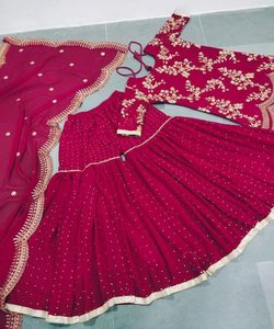 Atractivo mejor ocasión desgaste tela de red de seda de algodón dupatta con top Sharara Indian señoras desgaste semi cosido precio al por mayor - Product Image 2