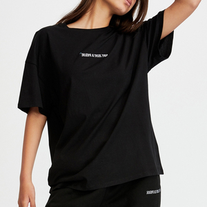 T-shirt col rond style nouveau avec de belles impressions et des mots, 100% coton, pour femmes - Product Image 2