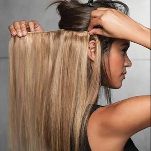 Barato Clip-en materias primas 100% extensiones de cabello humano virgen de precios de fábrica