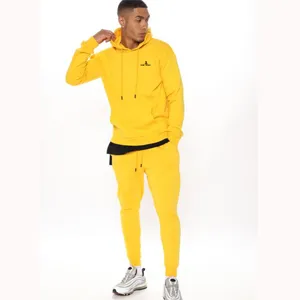 Baju Olahraga Pria Hangat Kualitas Tinggi Logo Cetak Kustom Pullover Polos Warna Kuning Hoodie Tracksuit Oleh One Apex