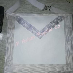 Tablier blanc en cuir d'agneau pour la tenue maçonnique |   Épingles de sûreté en cuir souple et lisse, blanc brillant, à double rabat, écologiques - Product Image 4