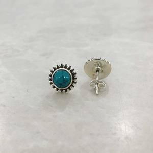 Venta al por mayor en línea 925 pendientes de plata esterlina con piedras preciosas turquesa diseño Popular bisel ajuste incrustaciones para regalo - Product Image 3