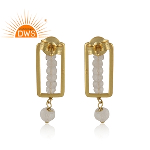 <b>For</b> <b>Women</b> Moonstone <b>Earring</b> Wholesaler of Indian <b>Silver</b> Jewelry Designer 925 <b>Silver</b> Gold Plated Post <b>Stud</b> <b>Earring</b> Jewelry - Product Image 3