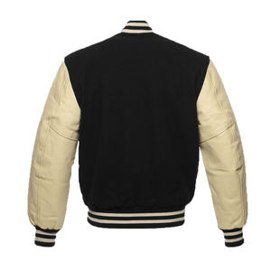 แจ็คเก็ตเลตเตอร์แมนสำหรับผู้ชาย,เสื้อแจ็คเก็ตขนสัตว์แขนหนังแท้เสื้อกันหนาวมีสไตล์ - Product Image 5