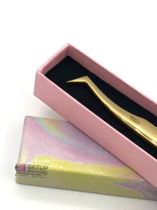 Pince à épiler professionnelle d'extension de cils de Volume de botte russe de Plasma d'or avec votre propre Instrument de beauté de Logo personnalisé - Product Image 2