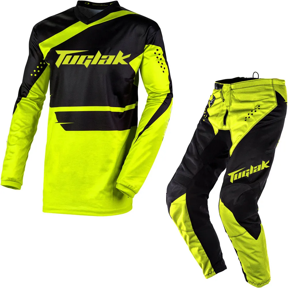 Combinaison de Motocross pour homme, maillot, pantalon, jaune, 2020