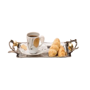 Bandeja de servicio de dátiles de aperitivos de color dorado de metal con la bandeja de servicio de té de forma personalizada de la mejor calidad a la venta - Product Image 4