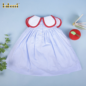 Trường Apple in 100% cotton trẻ em của cô gái smock DRESS OEM ODM tùy chỉnh handmade mùa đông A-line Midi bán buôn bb2847 - Product Image 5