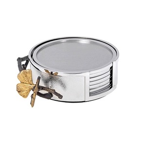 Ensemble de sous-verres en métal au design tendance avec support, qualité supérieure, forme ronde, taille personnalisée, ensemble de sous-verres en gros - Product Image 5
