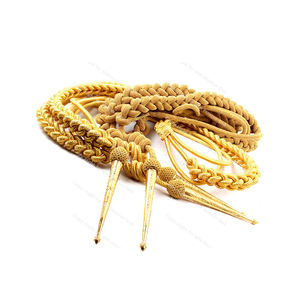 Aiguillette de alambre dorado para uniforme de ceremonia, Aiguillettes con 2 puntas doradas - Product Image 1