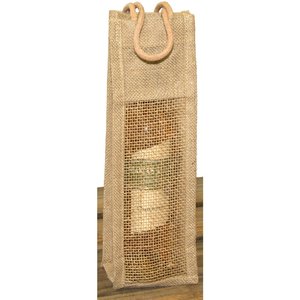 Cadeau de Noël écologique Sac de transport de vin robuste en jute longue taille personnalisable plusieurs bouteilles fenêtre transparente - Product Image 5