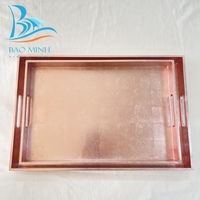 Plateau de service rectangulaire en laque de luxe Bao Minh Vietnam avec finition bleu pâle et argentée Modèle HL3107 2