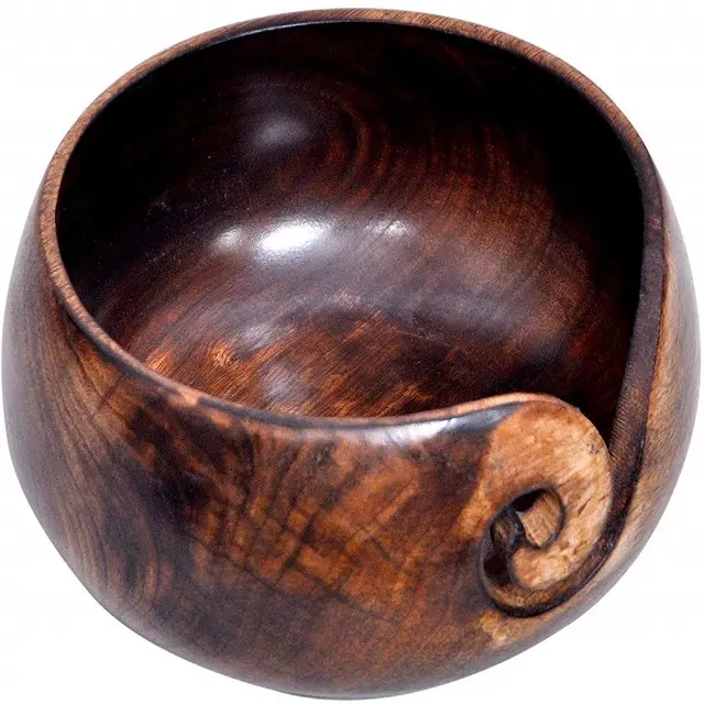 wooden yarn bowl for knitting