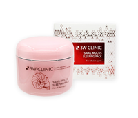 Mascarilla Facial Nocturna Coreana 3W CLINIC SNAIL MUCUS SLEEPING PACK, Crema con Ácido Hialurónico Cristalizado, Nutritiva, Iluminadora y Aclarante