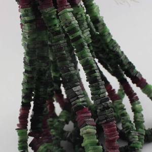 Pierres précieuses Heishi lisses de forme carrée en rubis naturel, matériau écologique, vrai brin de perles - Product Image 3