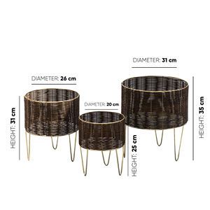 Ensemble fabriqué à la main 3 magnifiques supports de jardinière en métal support en fer enduit de poudre pour extérieur maison balcon bureau décor direct indien - Product Image 2