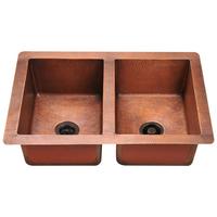 Évier de cuisine en cuivre martelé Antique, Double bol, vente en gros