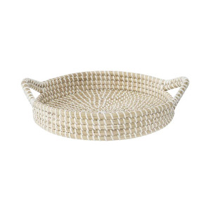 Decorative Hand Woven Seagrass <b>Round</b> <b>Serving</b> <b>Trays</b> with Handles Wholesales <b>Serving</b> Decor <b>Trays</b> for Home - Product Image 6