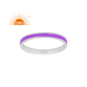 925 Sterling <b>silver</b> Purple Enamel Design Band <b>Ring</b> For Women <b>Silver</b> Jewelry Manufacturer Dainty Collection - Product Image 1