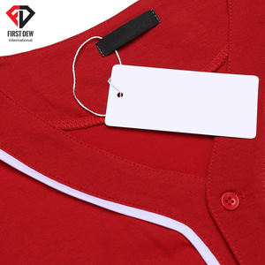 เสื้อยืดเบสบอลโพลีเอสเตอร์100% โพลีเอสเตอร์ของ V Neck Full Plain Blank Blank Solid Red สีขาว Pipping - Product Image 3